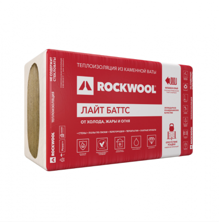 Минеральная вата Rockwool Лайт Баттс 37 кг/м3 1000х600х50 мм х 10 шт (0,3 м3/упак; 6 м2/упак), упак