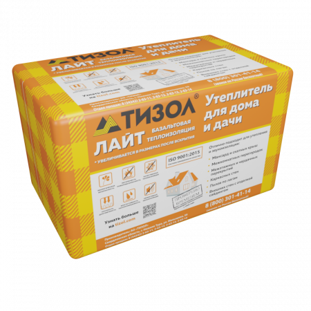 Минеральная вата Тизол EURO Лайт 40-45 кг/м3 1000х600х100 мм х 8 шт (0,48 м3/упак; 4,8 м2/упак), упак
